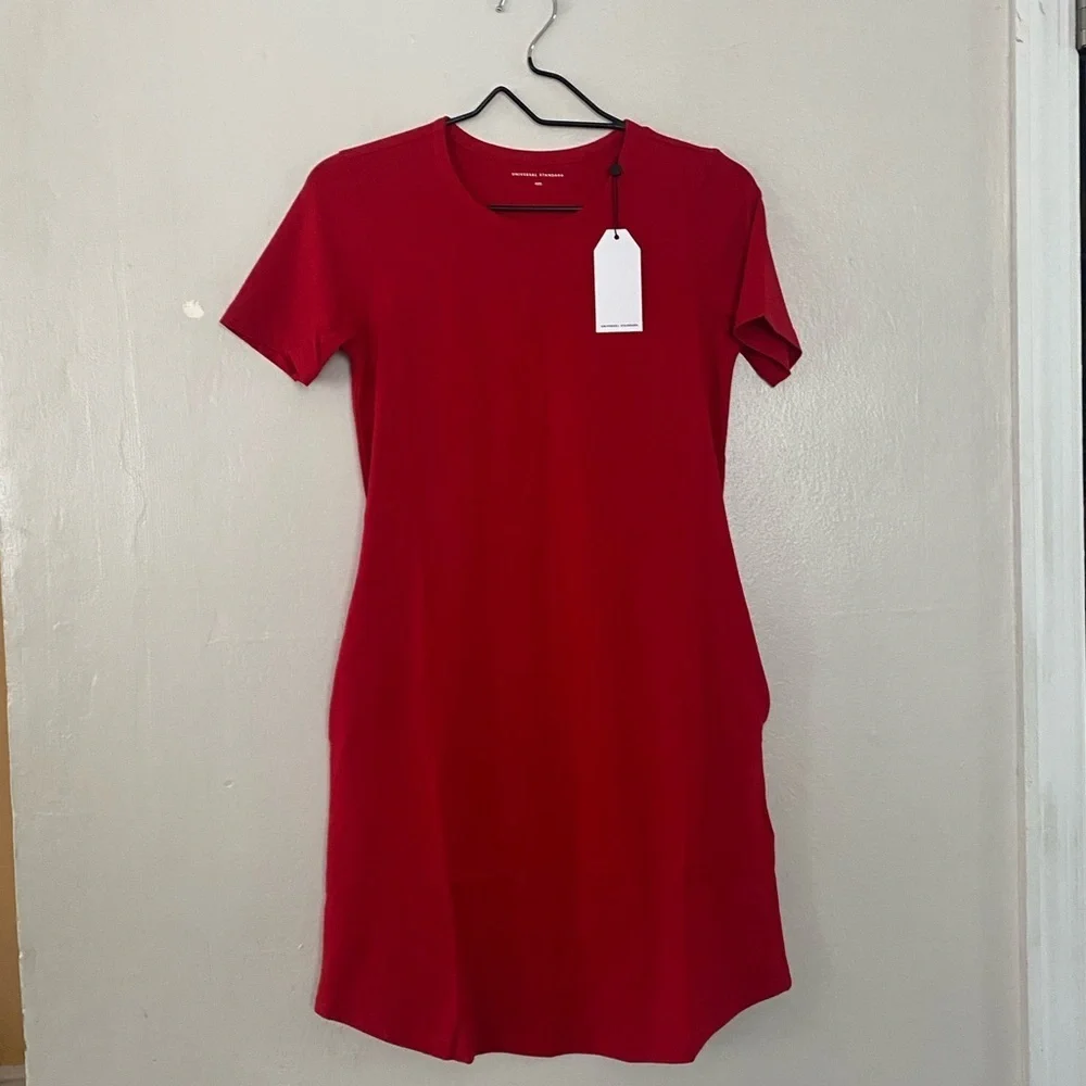 Universal Standard Halie T Shirt Dress Barbados Cherry Red Women’s Size 00-0 NEW - Picture 4 of 10
